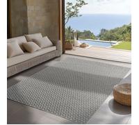 Carpettex Tapis dExtérieur Gris 120x170 cm, Idéal pour la Cuisine, le Balcon, la Terrasse, et Salon Design à carreaux style bohème