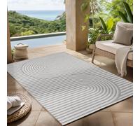 Carpettex Tapis d'extérieur Gris 160x230 cm, idéal pour la Cuisine, Le Balcon, la terrasse, Ainsi Que Le Salon et la Salle à Manger, Design bohème scandinave