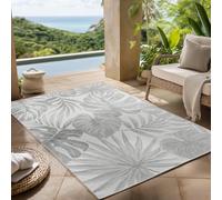 Carpettex Tapis d'extérieur Gris 200x290 cm, idéal pour la Cuisine, Le Balcon, la terrasse, Ainsi Que Le Salon et la Salle à Manger, Design de Feuilles de Palmier