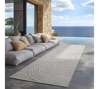 Carpettex Tapis d'extérieur Gris 80x150 cm, idéal pour la Cuisine, Le Balcon, la terrasse, Ainsi Que Le Salon et la Salle à Manger, Design bohème scandinave