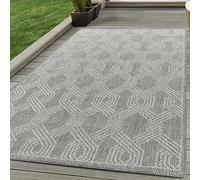 Carpettex Tapis d'intérieur et d'extérieur au Design géométrique résistant aux intempéries pour terrasse, Balcon, Cuisine ou Salon, Couleur: Gris, Taille: 240 x 340 cm