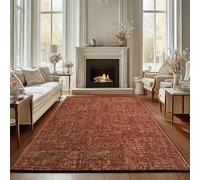 Carpettex Tapis en Coton Chenille Terre Cuite 200x290 cm Lavable, Style Boho, Poils Courts Vintage Kelim, Antidérapant et Doux, Mélange Monochrome, pour Salon, Chambre, Bureau & Cuisine