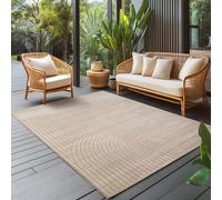 Carpettex Tapis extérieur résistant à la Pluie pour Salon, Chambre, véranda - Poils Courts Beige, Effet Relief, Doux et Lavable, Adapté à l'Extérieur, 280x370 cm