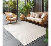 Carpettex Tapis extérieur résistant à la Pluie pour Salon, Chambre, véranda - Poils Courts Crème, Effet Relief, Doux et Lavable, Adapté à l'Extérieur, 280x370 cm