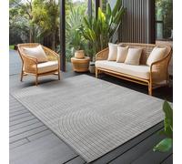 Carpettex Tapis extérieur résistant à la Pluie pour Salon, Chambre, véranda - Poils Courts Gris, Effet Relief, Doux et Lavable, Adapté à l'Extérieur, 140x200 cm