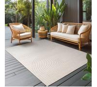 Carpettex Tapis extérieur résistant à la Pluie pour Salon, Chambre, véranda - Poils Courts Crème, Effet Relief, Doux et Lavable, Adapté à l'Extérieur, 120x170 cm