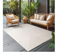 Carpettex Tapis extérieur résistant à la pluie pour salon, chambre, véranda - Poils Courts scandinave Crème, Lavable, 120x170 cm