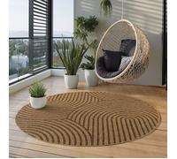 Carpettex Tapis Extérieur Rond 160 cm Beige, Facile d'Entretien, Tapis Aspect Jute pour Terrasse