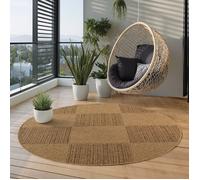 Carpettex Tapis Extérieur Rond 200 cm Beige, Résistant aux Intempéries Tapis Aspect Jute Nature
