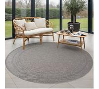 Carpettex Tapis Extérieur Rond 200 cm Gris, Tapis pour Jardin Terrasse Salon Salle à Manger, Uni avec Bordure