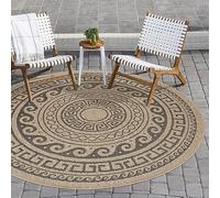 Carpettex Tapis Intérieur & Extérieur Résistant aux Intempéries 160 cm Rond Nature-2 - Tapis de Balcon, Aspect Sisal et Jute Conception d'époque - Tapis Cuisine, Lavable Jardin Camping Patio