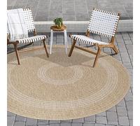 Carpettex Tapis Intérieur & Extérieur Résistant aux Intempéries 200 cm Rond Beige-1 - Tapis de Balcon, Aspect Sisal et Jute Conception d'époque - Tapis Cuisine, Lavable Jardin Camping Patio