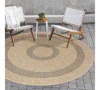 Carpettex Tapis Intérieur & Extérieur Résistant aux Intempéries 200 cm Rond Nature-1 - Tapis de Balcon, Aspect Sisal et Jute Conception d'époque - Tapis Cuisine, Lavable Jardin Camping Patio