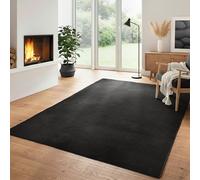 Carpettex Tapis Lavable à Poils Courts 160x230 cm Noir Moderne