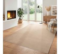 Carpettex Tapis Moelleux Moderne à Poil Court, uni, avec Une Face inférieure Lavable et Doux, Couleur: Beige, Taille: 200 x 290 cm