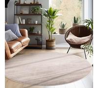 Carpettex Tapis Moelleux Moderne à Poil Court, uni, avec Une Face inférieure Lavable et Doux, Couleur: Beige, Taille: 200 cm Rond