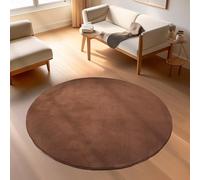 Carpettex Tapis Moelleux Moderne à Poil Court, uni, avec Une Face inférieure Lavable et Doux, Couleur: Marron, Taille: 160 cm Rond