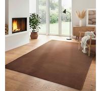 Carpettex Tapis Moelleux Moderne à Poil Court, uni, avec Une Face inférieure Lavable et Doux, Couleur: Marron, Taille: 200 x 290 cm