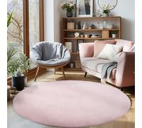 Carpettex Tapis Moelleux Moderne à Poil Court, uni, avec Une Face inférieure Lavable et Doux, Couleur: Rose, Taille: 160 cm Rond