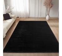 Carpettex Tapis Noir 160x220 cm Lavable Tapis à Poils Courts, Doucement Antidérapant et Design Moderne Monochrome pour Chambre, Salon, Cuisine et Chambre d'enfant