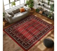 Carpettex Tapis oriental à poils courts - Aspect classique - Rouge - 160 x 230 cm - Salon, chambre à coucher vintage doux, lavable