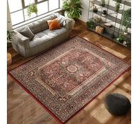 Carpettex Tapis oriental à poils courts - Aspect classique - Rouge - 160 x 230 cm - Tapis de salon, chambre à coucher vintage doux, lavable, tapis de cuisine, chambre à coucher