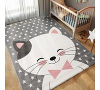 Carpettex Tapis pour Filles avec Design de Chat pour Chambre de bébé, Tapis pour Chambre d'enfant, Facile à Entretenir, Couleur: Rose, Taille: 120 cm Rond