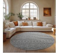 Carpettex Tapis Rond 160 cm Gris Design Vintage Scandinave Doux Résistant Facile à Nettoyer Grand Tapis Salon Chambre.