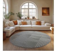 Carpettex Tapis Rond 200 cm Gris Design Bohème Scandinave Doux Résistant Facile à Nettoyer Grand Tapis Salon Chambre.