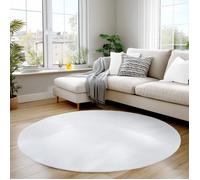 Carpettex Tapis Rond Blanc 120 cm Lavable Tapis à Poils Courts, Rond, Doucement Antidérapant pour Chambre, Salon