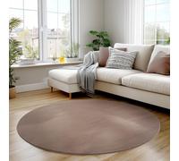 Carpettex Tapis Rond Brun 160 cm Lavable Tapis à Poils Courts, Rond, Doucement Antidérapant et Design Moderne Monochrome pour Chambre, Salon, Cuisine et Chambre d'enfant