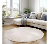 Carpettex Tapis Rond Crème 200 cm Lavable Tapis à Poils Courts, Rond, Doucement Antidérapant pour Chambre, Salon