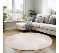 Carpettex Tapis Rond Crème 200 cm Lavable Tapis à Poils Courts, Rond, Doucement Antidérapant pour Chambre, Salon