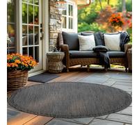 Carpettex Tapis Rond Intérieur Extérieur 200 cm Noir Lavable Imperméable