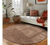 Carpettex Tapis Rond pour Le Salon, Design uni à Poil Long, Moderne et Moelleux, Couleur: Moka, Taille: 120 cm Rond
