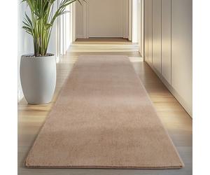 Carpettex Tapis Runner Beige 80x250 cm Lavable Tapis à Poils Courts, Antidérapant et Doux, pour Chambre, Cuisine et Couloir