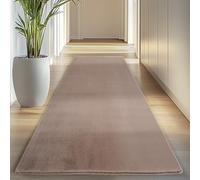 Carpettex Tapis Runner Brun 80x250 cm Lavable Tapis à Poils Courts, Antidérapant et Doux, Design Monochrome Moderne pour Chambre, Cuisine et Couloir