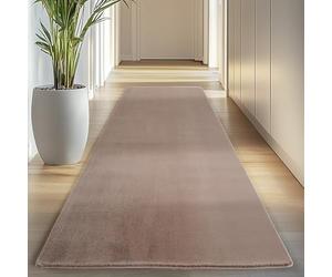 Carpettex Tapis Runner Brun 80x250 cm Lavable Tapis à Poils Courts, Antidérapant et Doux, Design Monochrome Moderne pour Chambre, Cuisine et Couloir