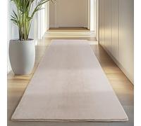 Carpettex Tapis Runner Crème 80x250 cm Lavable Tapis à Poils Courts, Antidérapant et Doux, Design Monochrome Moderne pour Chambre, Cuisine et Couloir