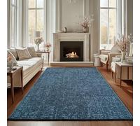 Carpettex, Tapis Runner en Coton Chenille Bleu 80x250 cm Lavable, Style Boho, Vintage Kelim, Poils Courts, Antidérapant et Doux, Mélange Monochrome, pour Cuisine, Chambre & Couloir
