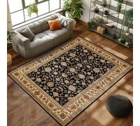 Carpettex Tapis Salon, Chambre Noir 200x300 (200 x 290 cm) - Tapis à Poils Courts, Style Oriental, Conception Orientale, Doux et Moelleux, Ornament - Tapis Cuisine Moquette Salle de Sejour