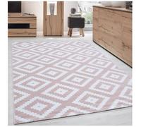 CARPETTEX Tapis salon moderne rose 160 x 230 cm - Motif losanges, 100% PP Heatset