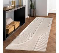 Carpettex Tapis scandinave bohème, uni, crème, 80 x 150 cm, doux, lavable, avec effet 3D, facile d'entretien, pour salon et chambre à coucher