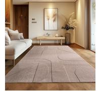 Carpettex Tapis scandinave, Design Boho, Beige uni 160x230 cm, Tapis lavable effet 3D, Grand tapis pour salon & chambre à coucher