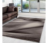 Carpettex Teppich Tapis de salon, à poils courts, 140 x 200 cm, moderne, design abstrait, marron, extra doux, moelleux, lavable, pour cuisine, salle à manger, chambre d'enfant, salon