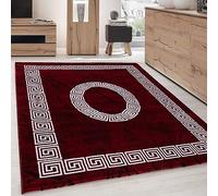 Carpettex Teppich Tapis de salon à poils courts - 140 x 200 cm - Rouge - Moderne - Design méandre - Moelleux - Extra doux - Lavable - Pour cuisine, salle à manger, chambre d'enfant, salon