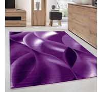 Carpettex Teppich Tapis de salon, à poils courts, 160 x 230 cm, violet, moderne, design abstrait, vagues, moelleux, doux, lavable, pour cuisine, salle à manger, chambre d'enfant, salon