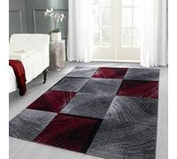 Carpettex Teppich Tapis de salon, à poils courts, 200 x 290 cm, rouge, design moderne, à carreaux, moelleux, extra doux, lavable, pour cuisine, salle à manger, chambre d'enfant, salon