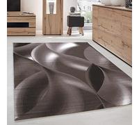 Carpettex Teppich Tapis de salon, à poils courts, 240 x 340 cm, marron, moderne, design abstrait, vagues, moelleux, doux, lavable, pour cuisine, salle à manger, chambre d'enfant, salon