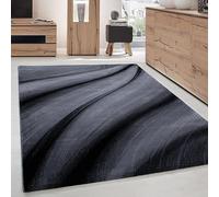 Carpettex Teppich Tapis de salon, à poils courts, 240 x 340 cm, moderne, abstrait, design de vagues, noir, extra doux, moelleux, lavable, pour cuisine, salle à manger, chambre d'enfant, salon